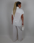 Giacca tea doppio petto in lino bianco