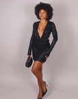 Dress Mermaid manica lunga nero