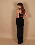 Jeans palazzo nero con microcristalli