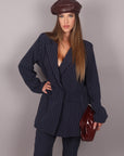 Tailleur doppiopetto gessato blu navy