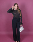 Tailleur con giacca a kimono nero