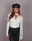 Maglia in lycra con foulard bianca