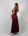 Dress in raso e pizzo bordeaux