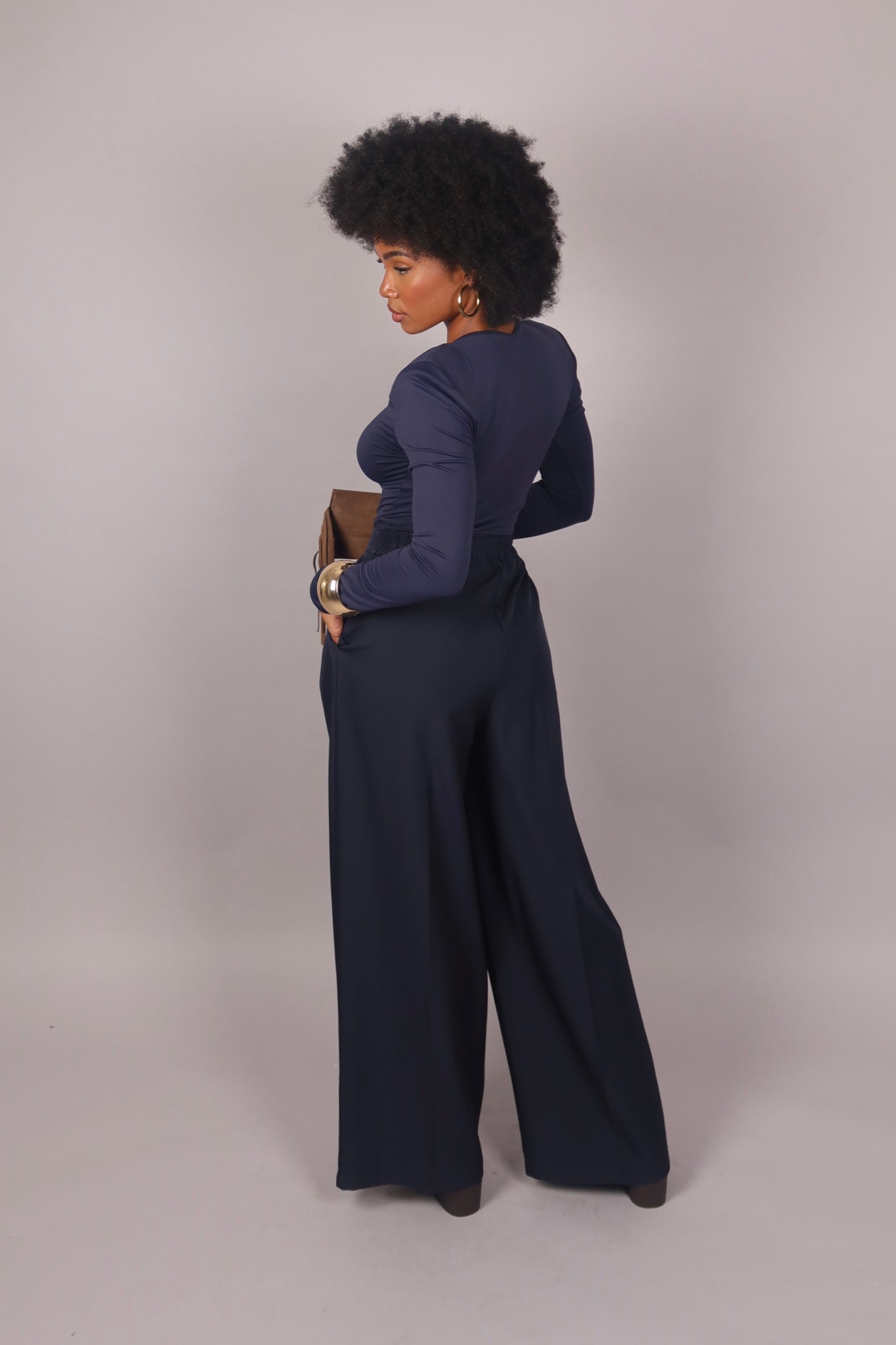 Magliettina scollo a V blu navy