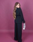 Tailleur con giacca a kimono nero