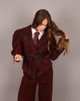 Giacca in velluto bordeaux