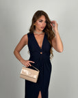 Abito Flora giro manica blu navy
