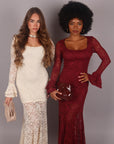 Dress in pizzo bordeaux