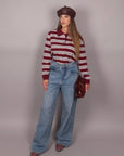 Jeans palazzo chiaro con microcristalli