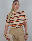 Polo mezza manica Brown/orange