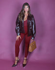 Bomber in vinile brown