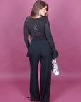 Tailleur con giacca a kimono nero