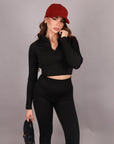 Set yoga con zip nero