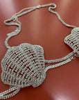 Top conchiglia strass argento