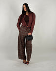 Pantalone a quadri bordeaux