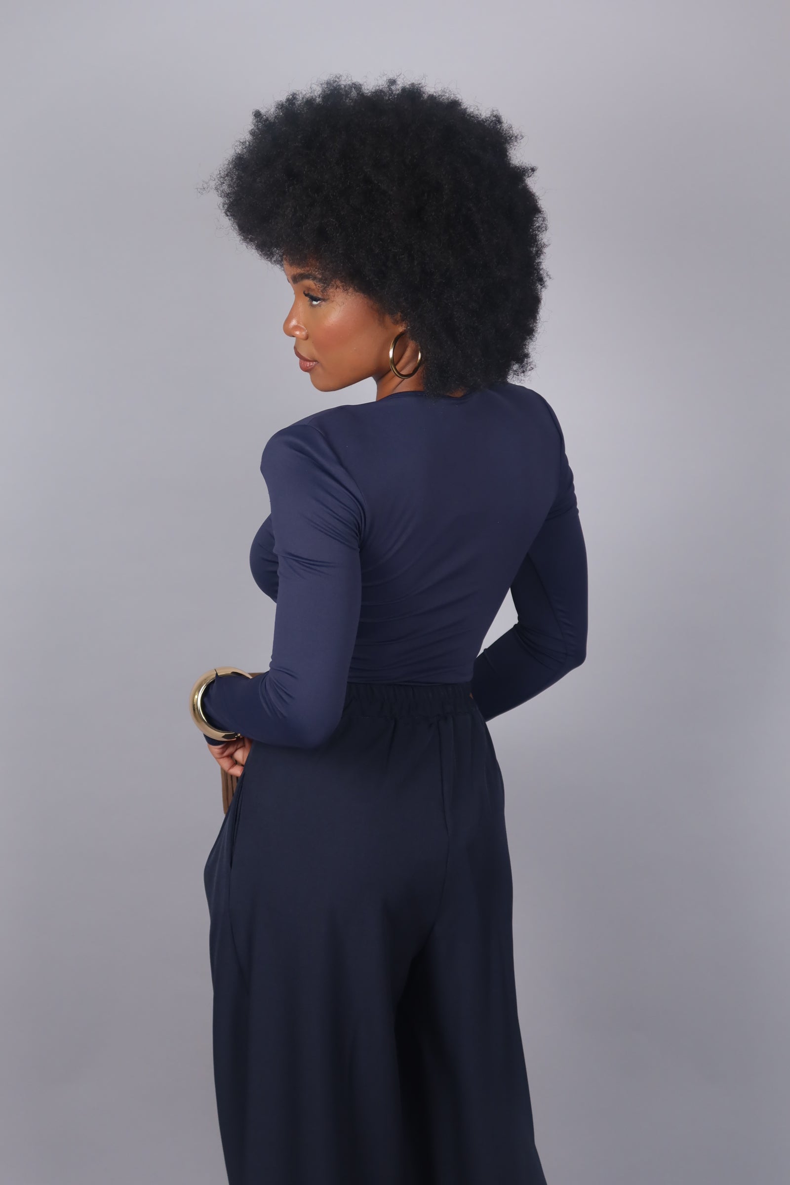 Magliettina scollo a V blu navy