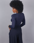 Magliettina scollo a V blu navy