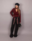Pantalone balloon nero con cravatta