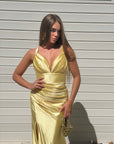 Dress elegant in raso giallo