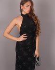 Dress scollo America nero con strass