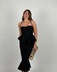 Midi bandage con balze nero