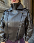 Giubbino Bomber ecopelle marrone