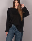 T-shirt basic in cotone nero manica lunga