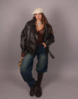 Giubbino Bomber ecopelle marrone