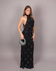 Dress scollo America nero con strass
