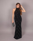 Dress scollo America nero con strass