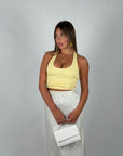 Top basic scollo America giallo