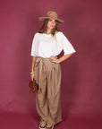 Pantalone palazzo con fiocco fango