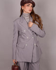 Tailleur doppiopetto gessato grigio avvitato
