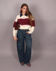 Polo a righe variante blu e bordeaux