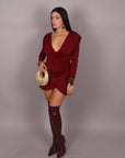 Mini dress drapping bordeaux