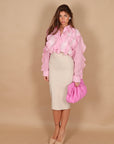 Camicia Righe e cristalli pink