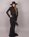Dress in lycra nero scollato dietro