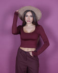 Top crop basic bordeaux