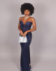 Dress midi cristallizzato blu navy