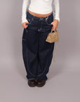 Jeans balloon con tasconi lavaggio scuro
