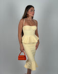 Midi bandage con balze giallo
