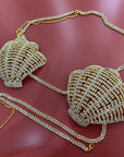 Top conchiglia strass oro