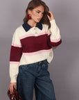 Polo a righe variante blu e bordeaux