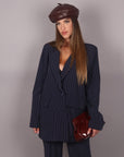 Tailleur doppiopetto gessato blu navy