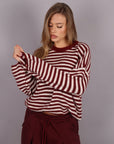 Pull mille righe bordeaux