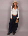 Jeans balloon con tasconi lavaggio scuro