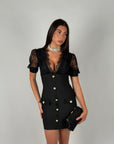 Mini dress bandage e pizzo nero