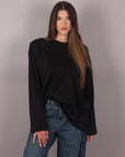 T-shirt basic in cotone nero manica lunga