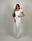 Dress bandage monospalla con rouches