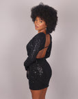 Dress Mermaid manica lunga nero